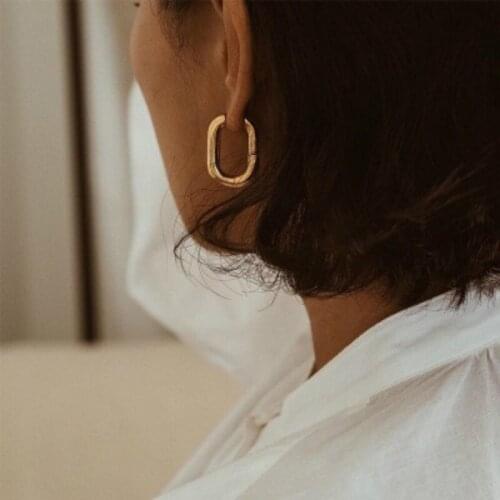 Trendy Korean Hoop Earrings Statement Copper High Quality Earrings Minimalist Brincos Female Office Jewelry Gift 2020