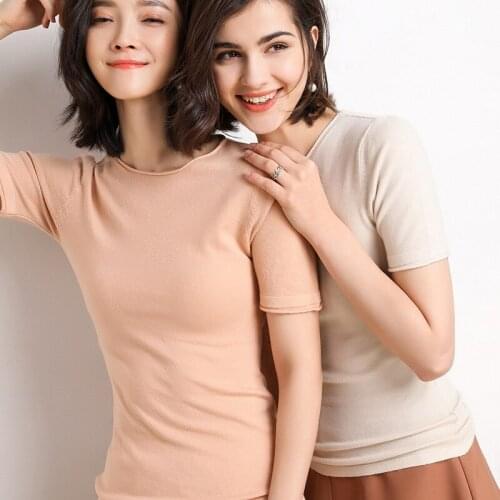 Soft Round neck Sweaters and Pullovers for Women Cashmere Crimping Short Sleeve Spring Autumn Blouse Tops Female Brand Jumper