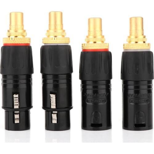 2PC NEUTRIK XLR male to RCA Female Socket Adapter plated gold RCA plug XLR to RCA Female Socket Adapter Gold Balanced Cable Plug