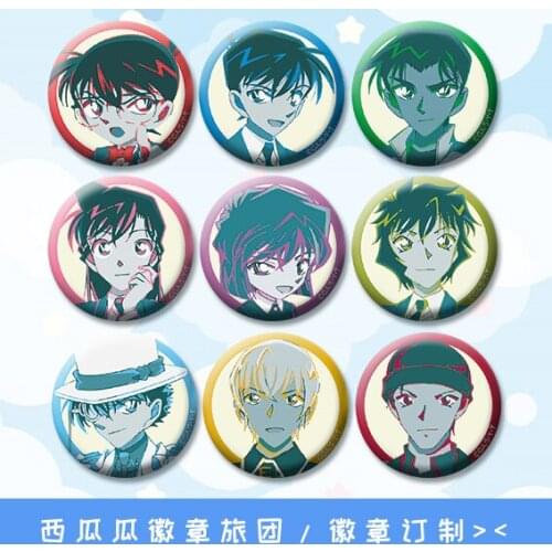 Detective conan cartoon badge 58 mm Metal Brooch Buttons On backpack