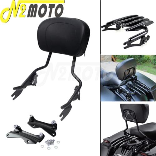 Motorcycle Black Sissy Bar Backrest Stealth Luggage Rack For Harley Touring Street Glide Special FLHXS FLHXS FLHXSE FLTR 09-17