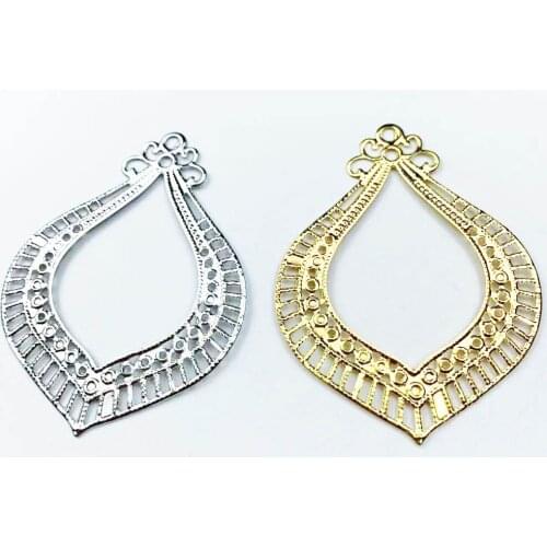 10pcs 48x65mm Metal Flower Filigree Wraps Crafts Gift Decoration DIY Cosplay Bridal hair accessories Wholesale Charms