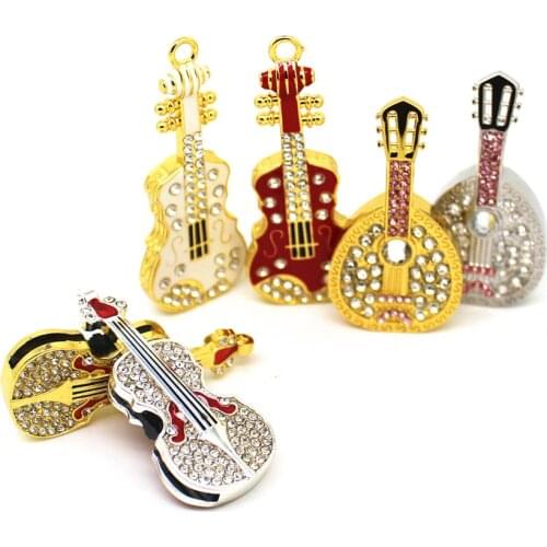 Crystal Musical Instrumen USB Flash Drive Jewelry Violin Pendrive 8GB 16GB 32GB 64GB 128GB Pen Drive Cello Memoria Stick Cle