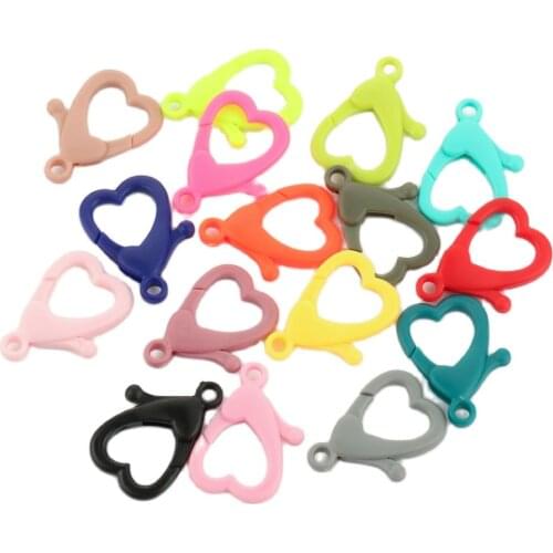 29x19x5mm Mix Color Plastic Love Heart Lobster Clasps Hooks For Jewelry Making Handmade Diy Necklace Bracelet Chain Accessories