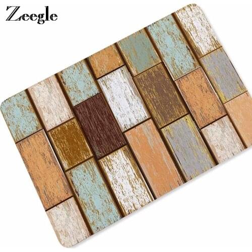 Zeegle Wood Series Decorative Doormat Floor Mat Flannel Absorbent Anti-slip Bath Mat Entrance Door Mat Home Decoration