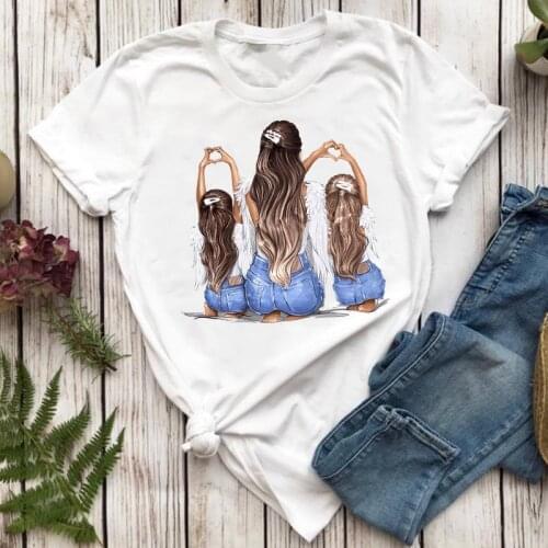 Women T-shirts 90s Fashion Mom Mother Daughter Printing Mama Cartoon Ladies Print Graphic T Top Lady Shirt Female Tee T-Shirt
