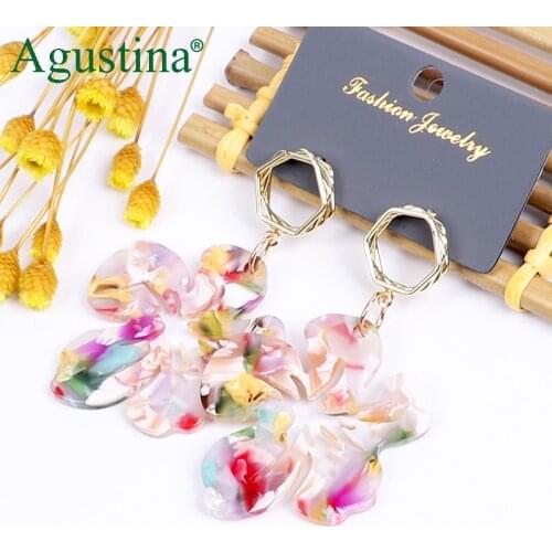 Agustina 2021 Pink Flower Earrings Fashion Jewelry Women Dangle Earrings Girls Drop Earrings Earring Long Earings Wholesale New