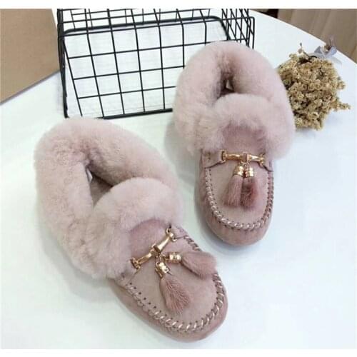 2021 New Fashion Ankle Boots for Women Snow Boots Natural Wool Winter Boots Genuine Leather Female Casual Boots Non-slip Shoes