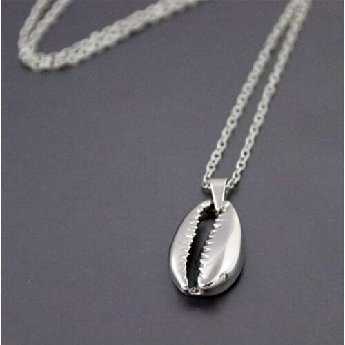 1pc Sea Shell Stainless Steel Necklace Oval Nautical Pendants Necklaces Women Men Fashion Jewelry