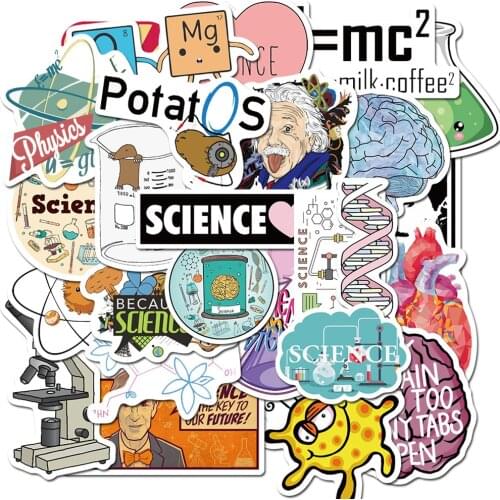 10/30/50PCS Science Lab Stickers Class Back to School Waterproof Sticker for Student to Stationery Laptop Bike Decal Sticker Toy