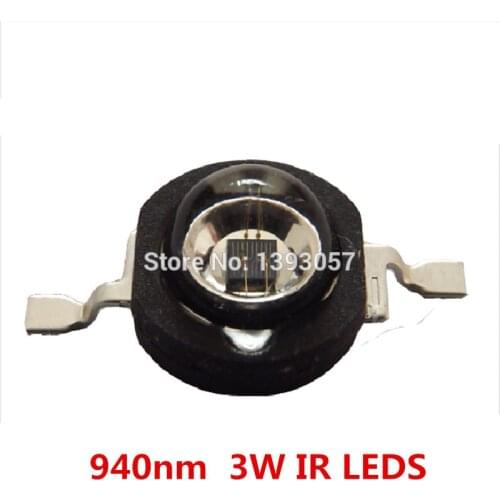 100pcs Black stent 3W IR LED Chips 60 120 degree beam Molding Infrared LED Emitter Diode 940NM DIY Night vision camera