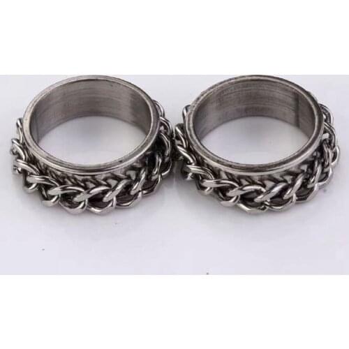 100pcs stainless steel chain rock rings Band Finger Ring Trendy Jewelry