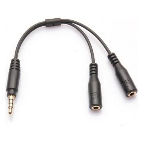 2 in 13.5mm Stereo Audio Male to 2 Female Headset Mic Y Splitter Cable Adapter
