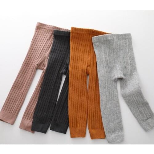 2020 Hot-selling Baby Girl Stretch Leggings Pants Spring and Autumn Toddler Child Knitting Trousers pink color infant Pantyhose