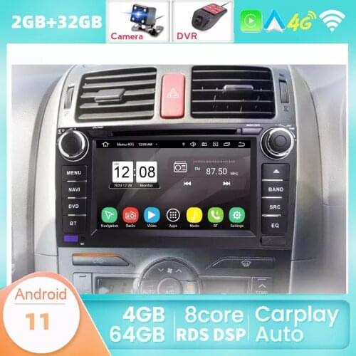 4GB + 64GB Android 11 GPS Car DVD Player For Toyota Auris 2008-2012 Radio Video Multimedia Navigation Support Carplay WiFi DSP