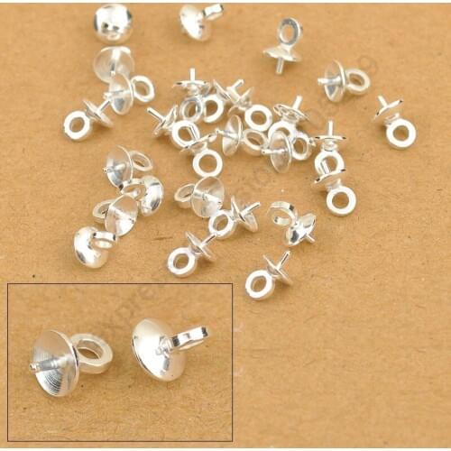 5MM Wholesale 100PCS DIY Jewelry Findings 925 Sterling Silver Bail Connectors Pendant Beads Cap For Pearl,Crystal Bead