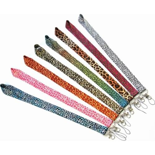 50 Pcs Leopard Print Lanyard ID badge Holders Sport neck strap keychains Wholesale Free Shipping