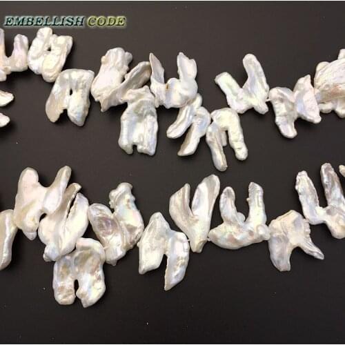 White pearls beads irregular keshi shape like Wing Strand (about 28pieces/lot) natural Freshwater cultured pearl 0.8mm hole DIY