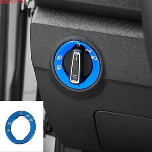 BJMYCYY Stainless steel decorative ring for headlight switch knob for Volkswagen vw T-Roc TROC 2018 2019
