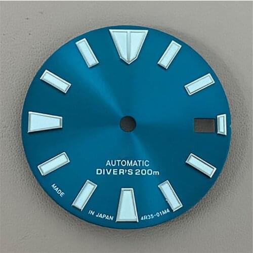 Watch Parts 28.5mm Luminous Dial Sea Blue Golden Men Watch Dial For NH35 Automatic Movement