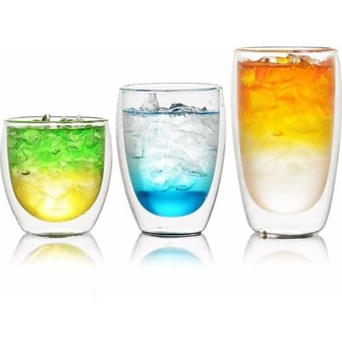 Double Deck Capucino Glass Anti-scalding Latte Coffee Mug Drop Egg Shape Cold Heat Insulation Assam Milk Tea Cup Cooler Tumbler