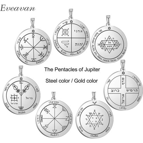 EUEAVAN 10pcs Pentacle of Jupiter Talisman for Acquiring Glory and Riches Pendant DIY for Necklace Stainless Steel Accessories
