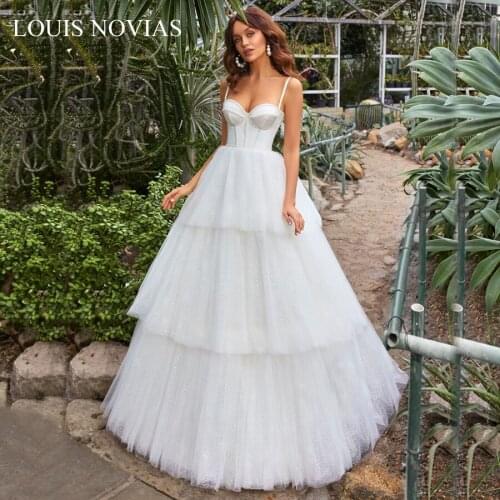 Louis Novias Ruffle Tulle Sleeveless Sling Sweetheart Cake Flower Crystal Backless Personalized Custom Drea Custom Wedding Dress