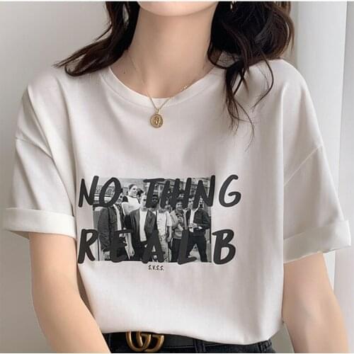 GGRIGHT Letter Printed T Shirt Summer Cotton Women Tshirts Korean Sweet Ladies Tees Comfortable Loose Basic White Female Tops