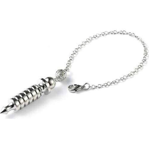 FYJS Unique 4 Colors Spiral Shape Pendulum for Dowsing Pendant Metal Ball Chain Necklace for Party Gift