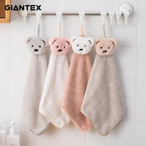 GIANTEX Lovely Super Soft Absorbent Microfiber Hand Towel Hanging Bathroom Kitchen Towel Cleaning Cloth 30x30cm U2111