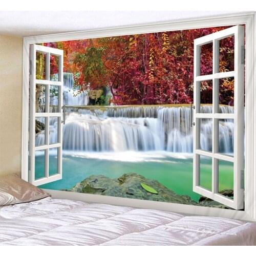 Colorful Forest Waterfall Printed Large Wall Tapestry Cheap Hippie Wall Hanging Bohemian Wall Tapestries Mandala Wall Art Decor