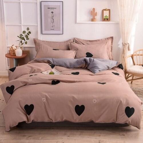 Cartoon Love Heart Printing Bedding Set Single Double Queen Size Pillowcase Duvet Cover Bed Sheet Quilt Cover Bedspread
