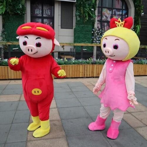 GGBond Pig Mascot Costume Funny Red Pig Man Pig Hog Piggy Porkling Cartoon Character Mascotte Carnival Fancy Carnival Dress