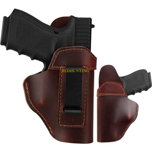 IWB Leather Gun Holster for Concealed Carry Compatible with Glock 19/43X Springfield XDS/Hellcat Taurus G2C/G3C/GX4 S&W M&P