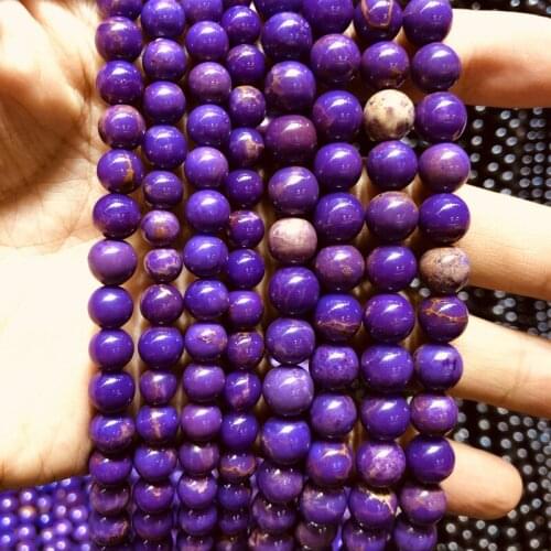 Wholesale Natural Purple Mica Stone Beads Round,6mm 8mm, 10mm 1Full Strand 15.5" for jewelry making