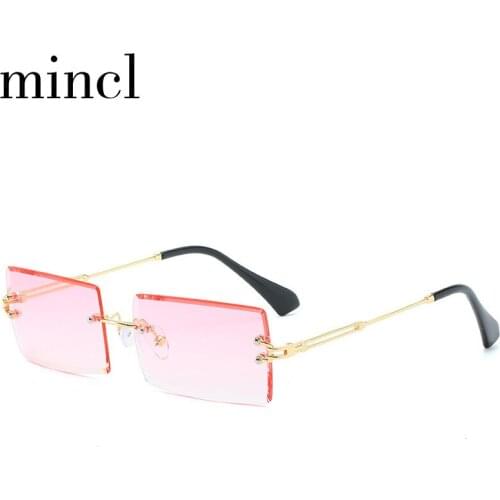 MINCL/2019 NEW Fashion Small Rectangle Sunglasses Women Ultralight Candy Color Rimless Ocean Sun Glasses UV400 NX