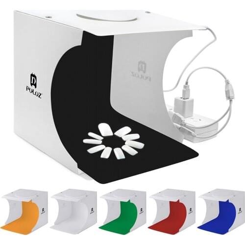 PULUZ 20cm Mini Photo 2 LED Light Studio Box Photo Tent Light Studio Shooting Lightbox 6 Color Backdrops Photo Tent Box Kits
