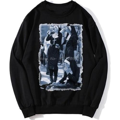 Hot Sexy Nun Nonne Religieuse Pin Up Church Of Satan Anton Lavey Satanic Occult Goth Gothic hoodies Men Hoodie Sweater