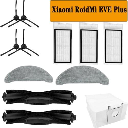 Side Brush Kit Main Brush for Xiaomi RoidMi EVE Plus Sweeper Parts Dust Bag Mop Rag Vacuum Cleaner Accessories