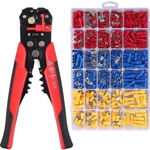 Crimp Tool Kit Self-adjustable wire stripper Crimper Crimping Plier 500pcs Crimp Connectors Terminal 12-10AWG 4.0-6.0mm