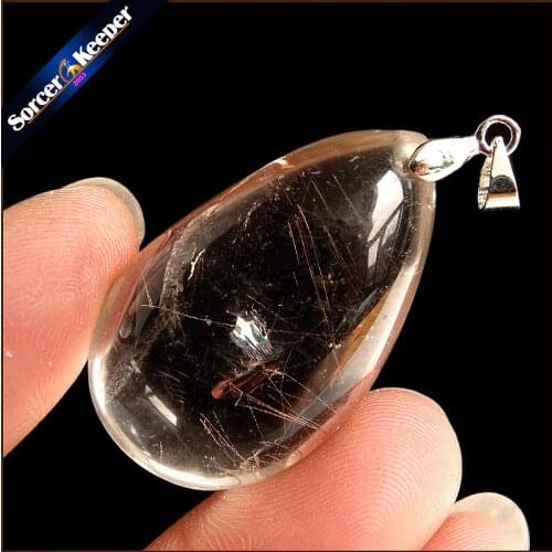 Natural Stones Rutilated Quartz Pendant Hair Crystal Free Necklace Mineral Specimen Garden Crystal Quartz Jewelry Energy OS435