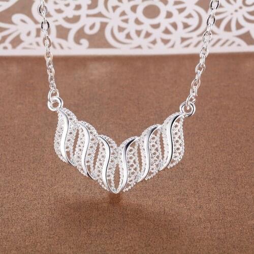 925 Sterling Silver Necklace For Women Jewelry 18 inches beautiful elegant flowers Pendant Fashion Christmas gifts Wedding party
