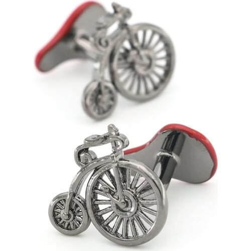 IGame Factory Supply Bicycle Cufflinks Gunblack Color Leisure Bike Design Quality Brass Cuff Links Wholesale & Retail