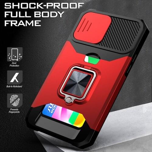 ShockProof Slide Window Armor Shell Case For Apple iPhone 12 11 Pro XR XS Max X 8 7 Plus SE 2020 Card Slot Magnet Case Cover