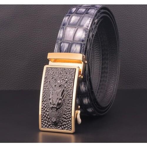 High quality designer genuine leather belts men luxury famous brand Automatic Buckle Waist strap ceinture homme Coffee