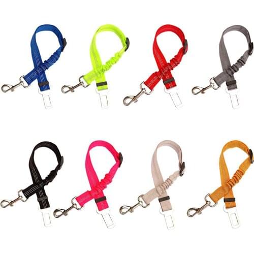 Pet Seat Belts Dog Safe Leashes Adjustable Reflective Band Metal Hook Colorful Lead