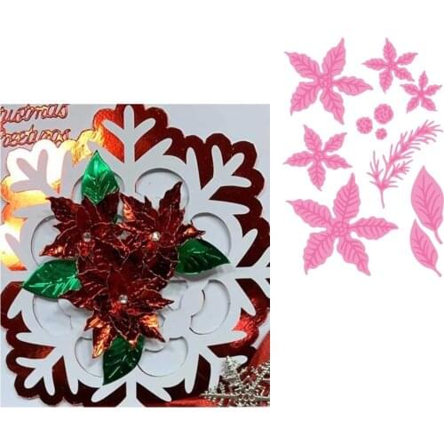 POINSETTIA CHRISTMAS Metal Cutting Dies Scrapbook Diary Decoration Stencil Embossing Template DIY Greeting Card Handmade 2021NEW
