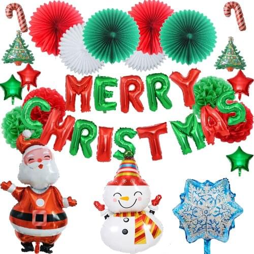 Christmas Decorations Foil Balloon Santa Claus Snowman Tree Balloon for Xmas New Year Party Air Balls DIY Decoration Set Supply