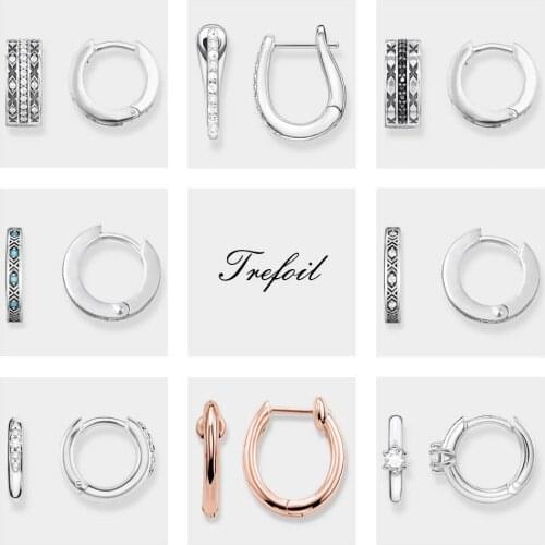 Creole Asian Ornament Ethno Hinged Hoop Earring, Cubic Zirconia Fashion Jewelry Ethnic 925 Sterling Silver Gift For Women Men