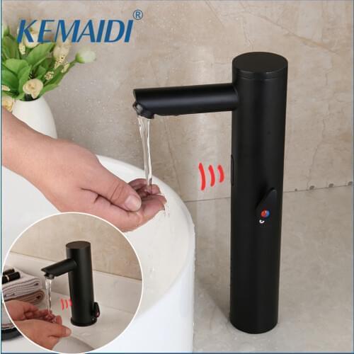 KEMAIDI Matte Black Basin Faucet Automatic Touch Sensor Faucets Bathroom Brass Sink Faucets Mixer & Tap Water Mixer Free Touch